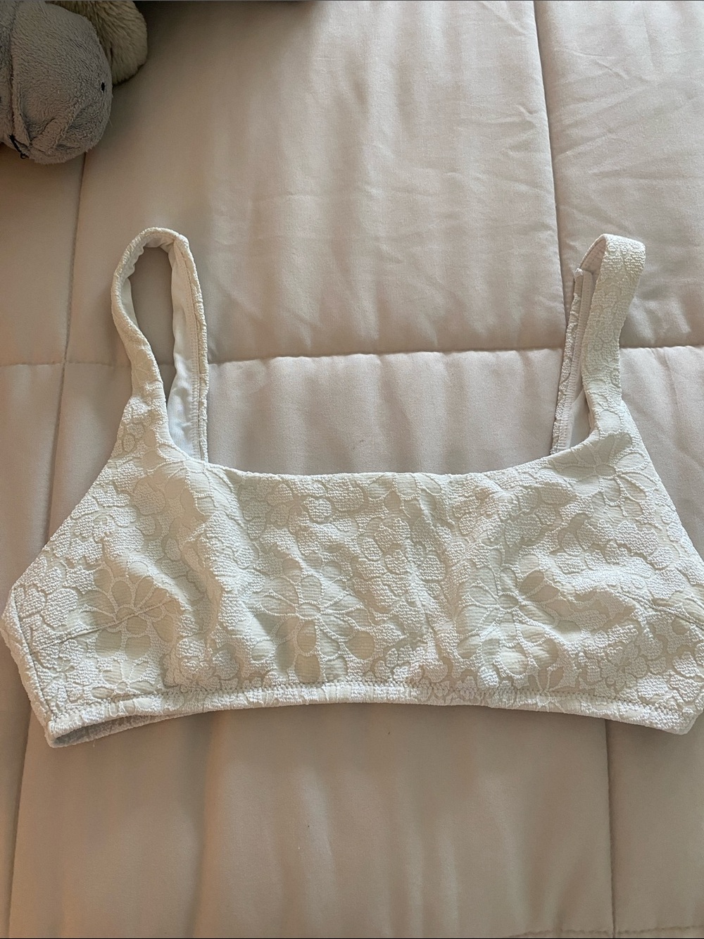 aerie White Floral Lace bikini top